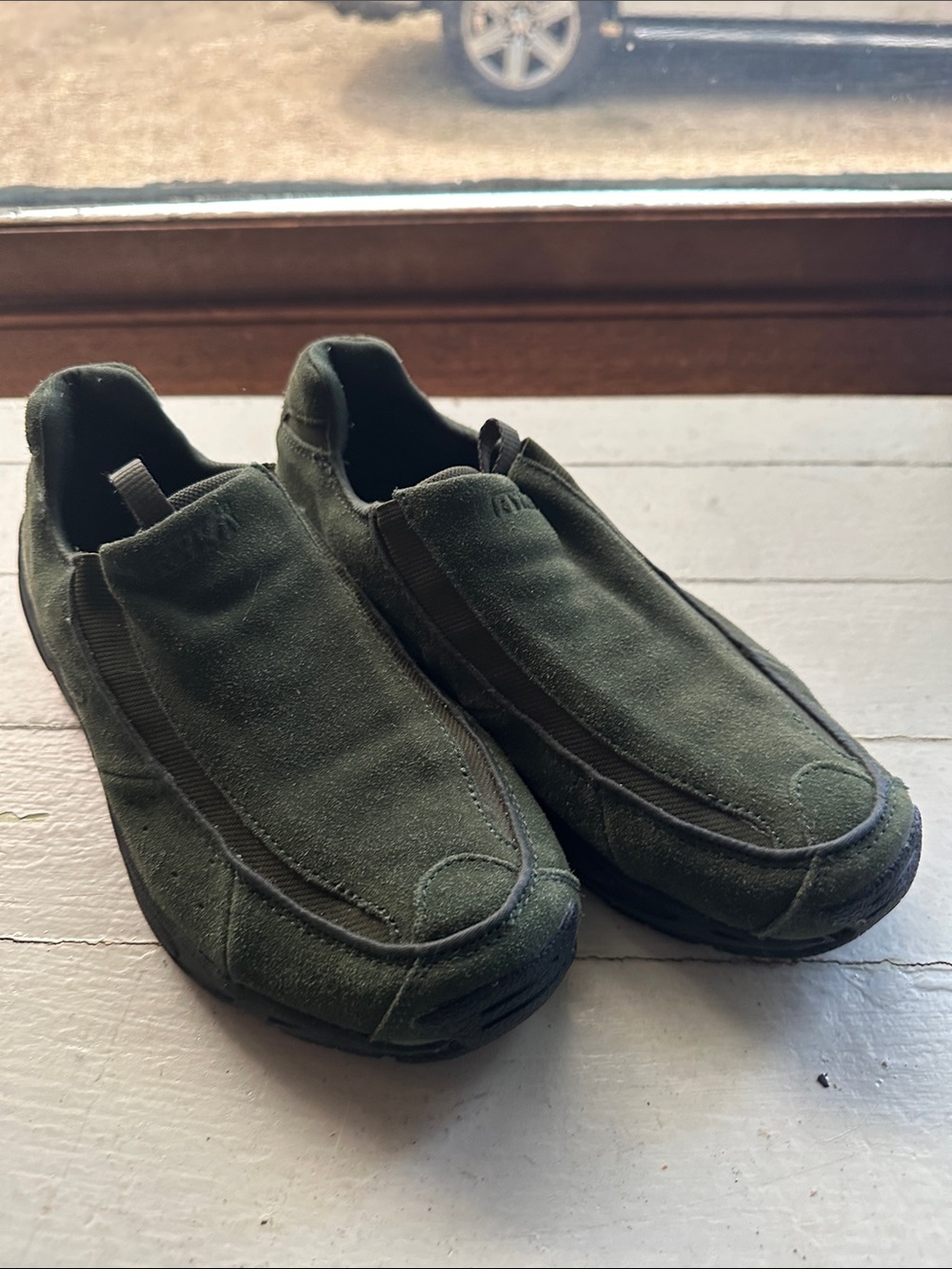 Ryka Olive Green Slip-On Suede Loafers